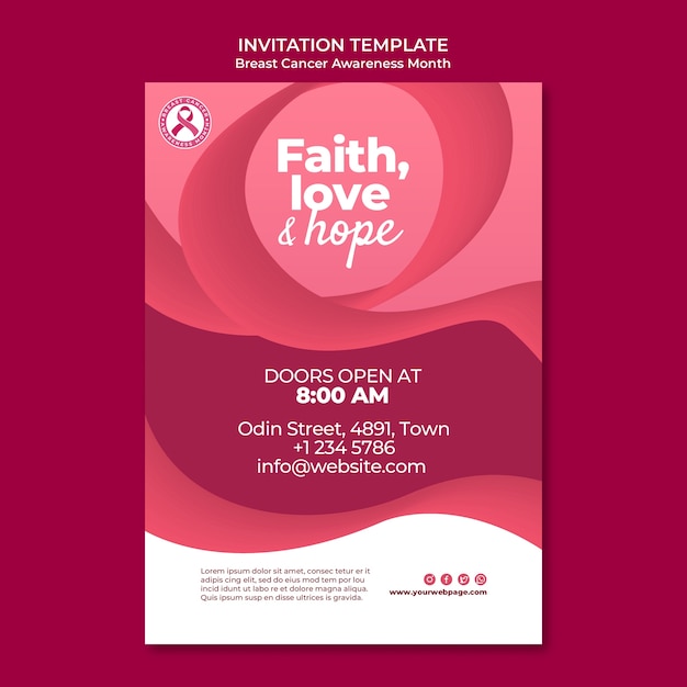 Breast cancer awareness month invitation template