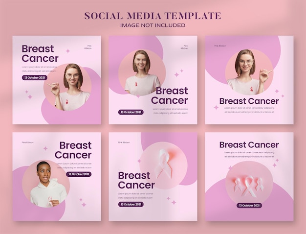 Breast Cancer Awareness Month social media banner and instagram post template