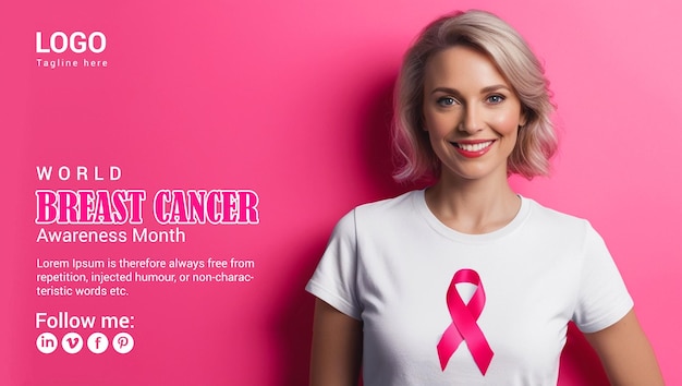 PSD breast cancer awareness month social media post design template