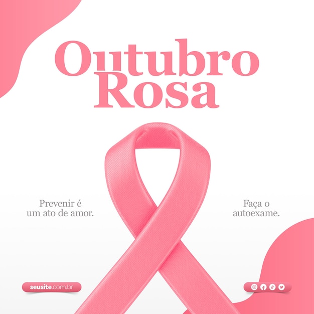 Breast cancer awareness Pink October Social Media Post Template