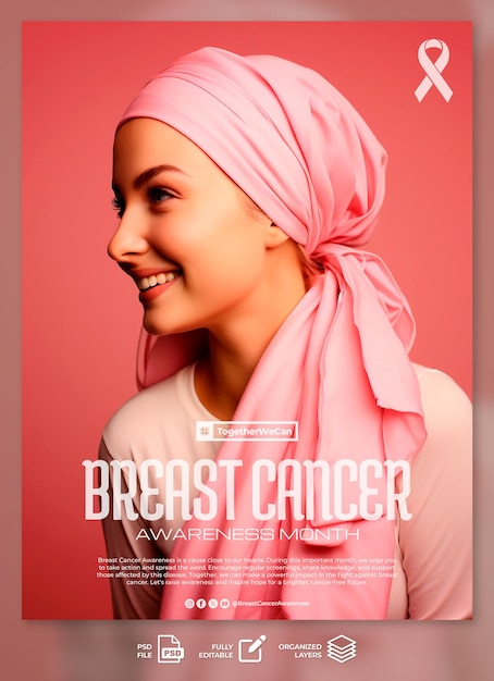 PSD breast cancer awareness poster socials media template