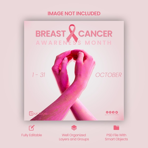 Breast cancer awareness social media post template