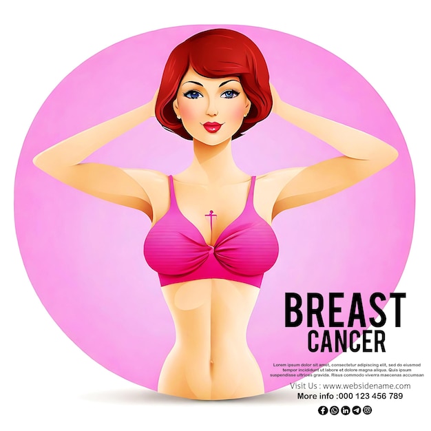 PSD breast cancer awareness social media poster template design