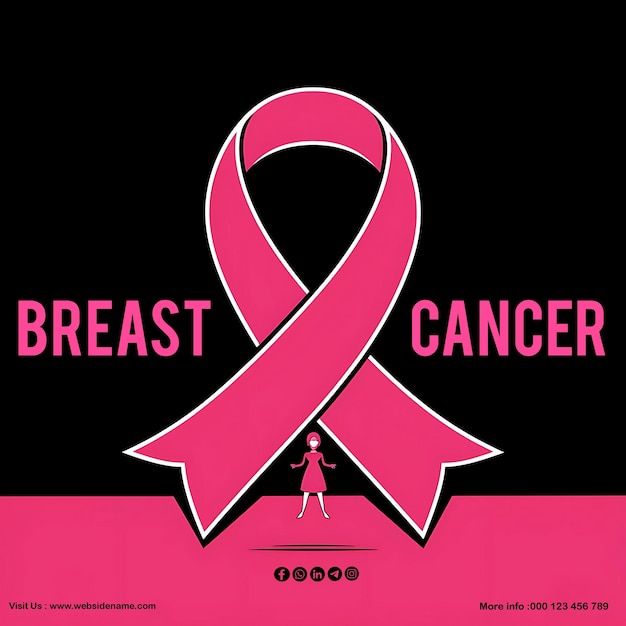 PSD breast cancer awareness social media poster template design