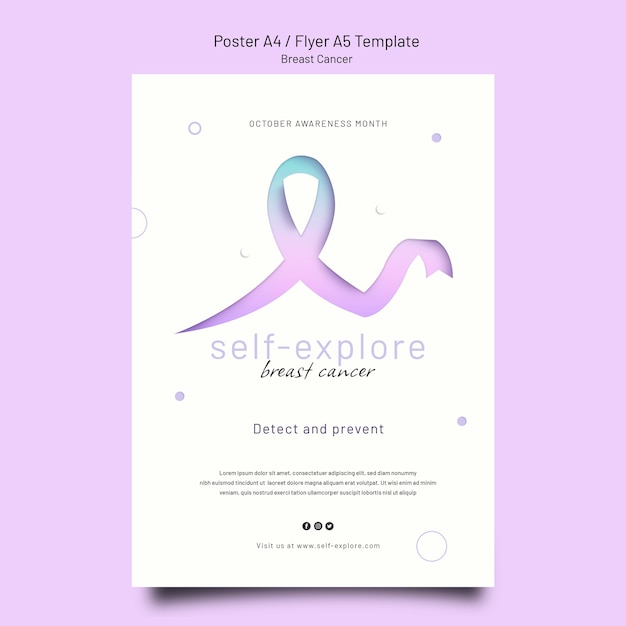 Breast cancer awareness vertical print template