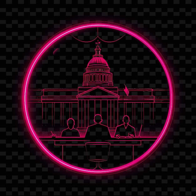 Breathtaking Neon Impeachment With a Candidate and Lawyers L Neon Line Art Landscape Background