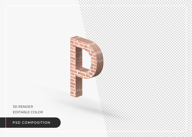 brick effect alphabet isolated 3d rendering