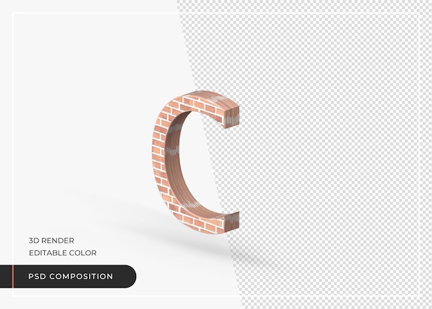 brick effect alphabet isolated 3d rendering