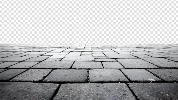 A brick floor with a square pattern of bricks on a transparent background