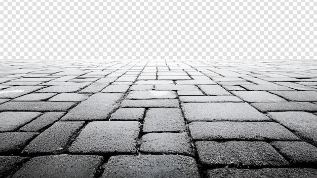 A brick floor with a square pattern of bricks on a transparent background