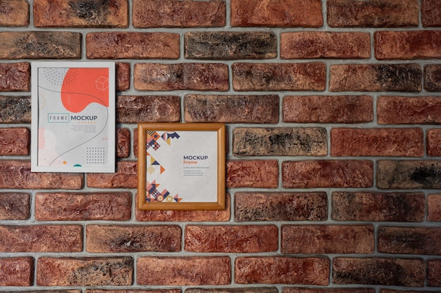 Brick wall frame interior design mockup