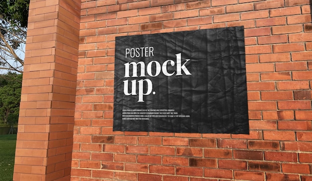 Brick wall poster mockup