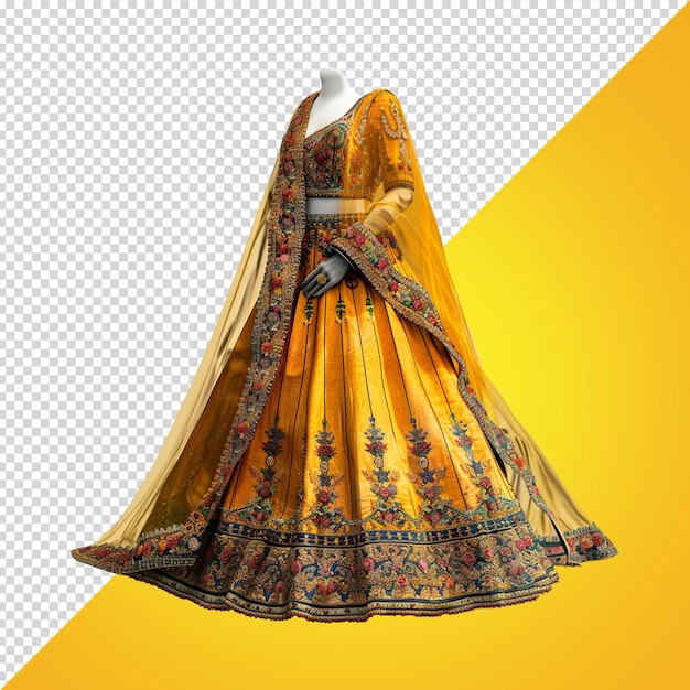 PSD bridal lehenga isolated on transparent background