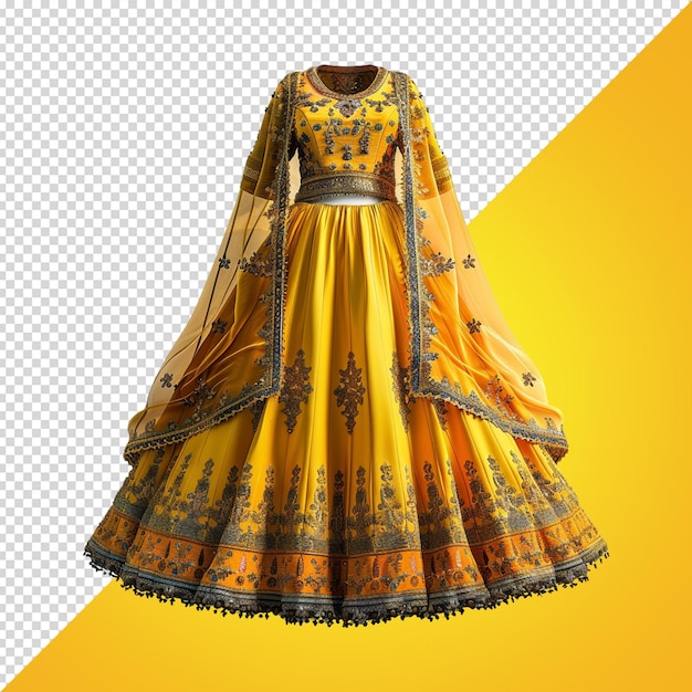 PSD bridal lehenga isolated on transparent background