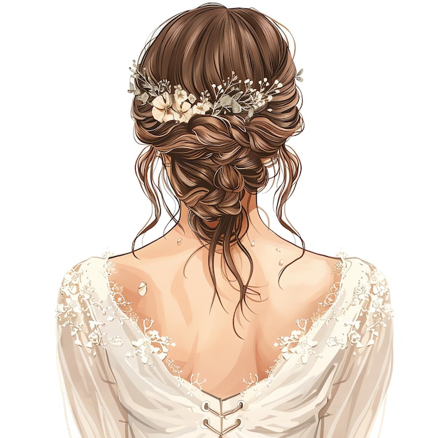 PSD bride back view indian illustration