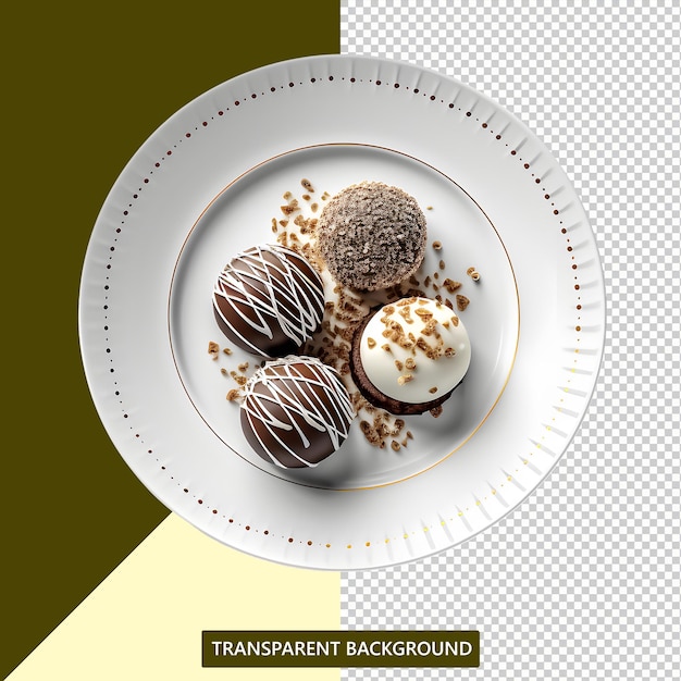 PSD brigadeiro is served on a beautiful plate with a transparent background