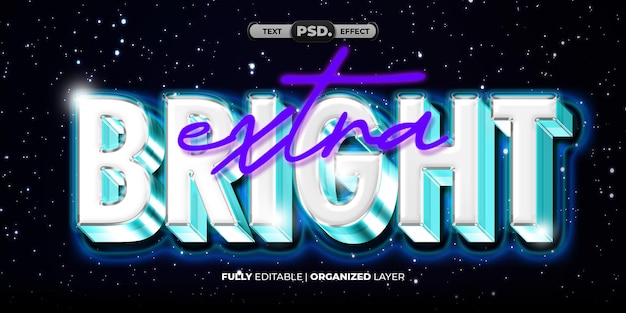 Bright 3D text effect with a glow style