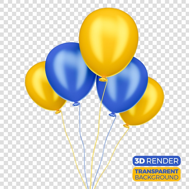 Bright balloons flying blue yellow 2