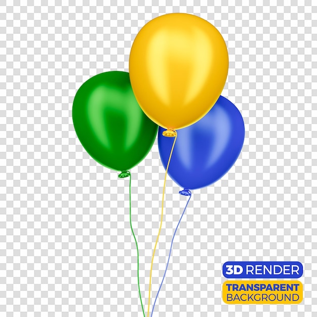 Bright balloons flying green blue yellow