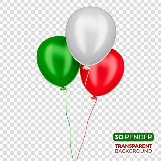 Bright balloons flying green white red