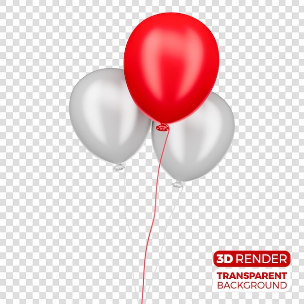 Bright balloons flying red and white