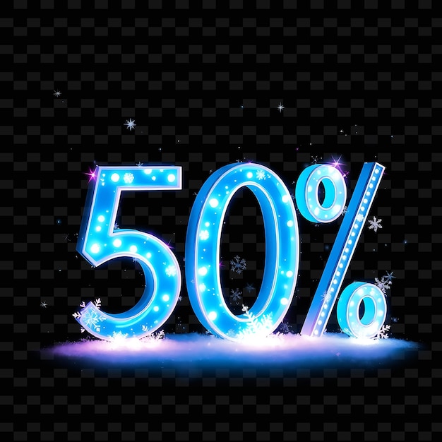 a bright blue neon sign that says percent