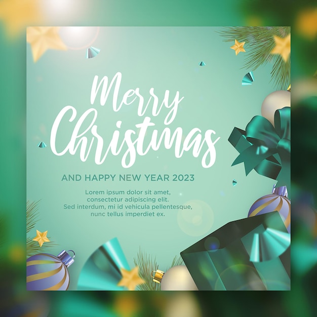 Bright Christmas and New Year 2023 Social Media Post Banner