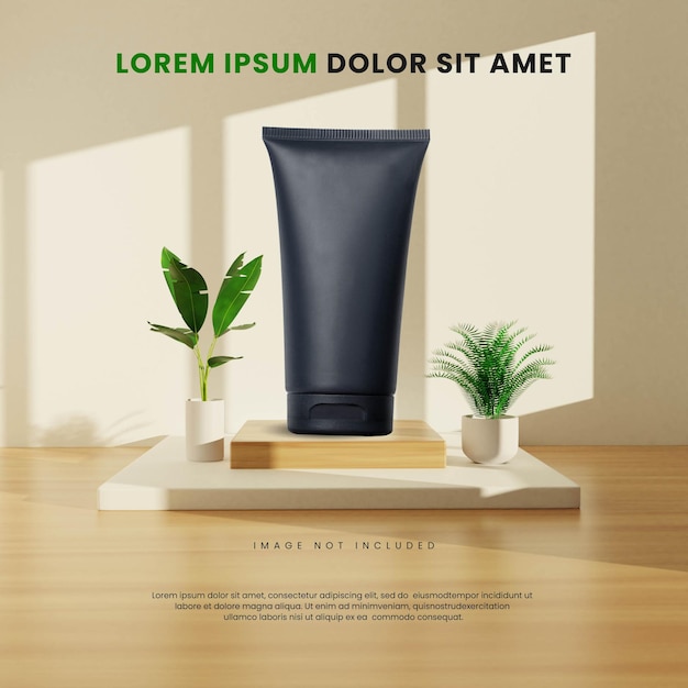 Bright Day Minimalist Interior Podium With Tropical Plant