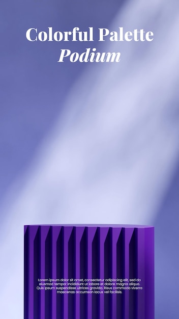 PSD bright light purple wall rendering 3d blank mockup dark purple podium in portrait