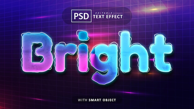 Bright neon text effect editable