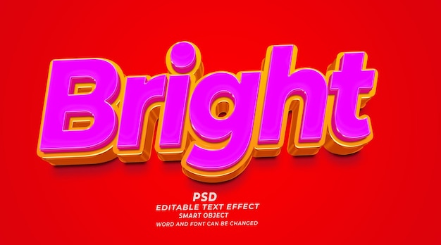 PSD bright psd 3d editable text effect photoshop template