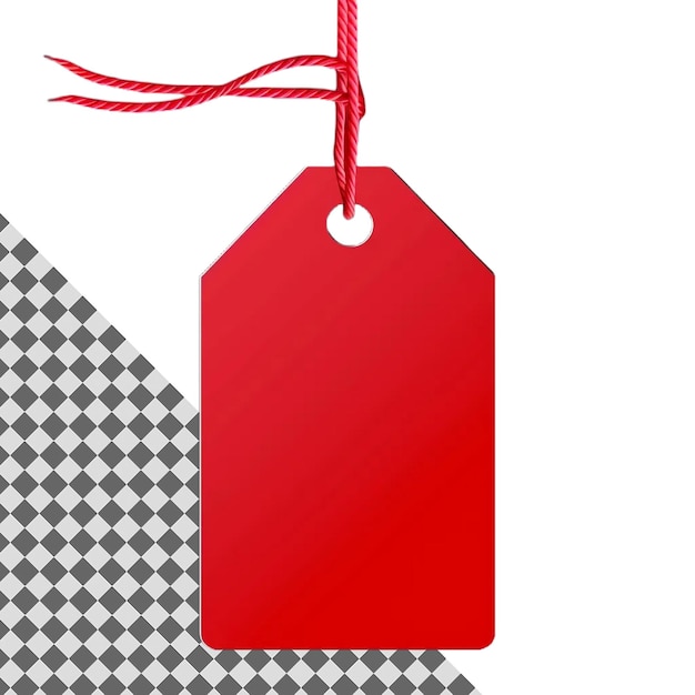 Bright Red Hang Tag Isolated on Transparent Background Perfect for Promotions Pricing