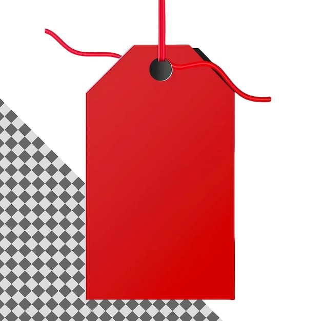 Bright Red Hang Tag Isolated on Transparent Background Perfect for Promotions Pricing