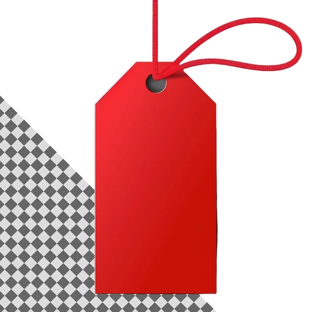 Bright Red Hang Tag Isolated on Transparent Background Perfect for Promotions Pricing