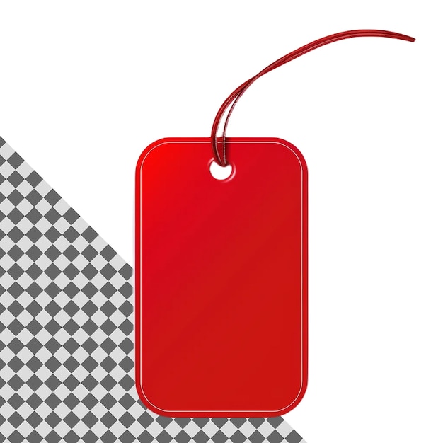 Bright Red Hang Tag Isolated on Transparent Background Perfect for Promotions Pricing