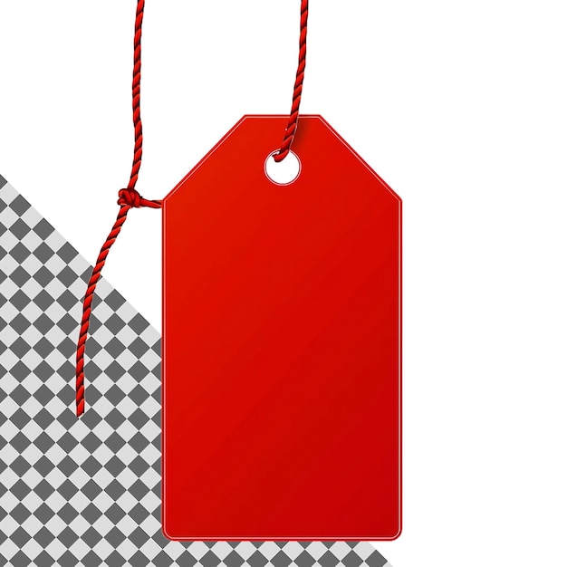 Bright Red Hang Tag Isolated on Transparent Background Perfect for Promotions Pricing