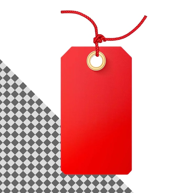 Bright Red Hang Tag Isolated on Transparent Background Perfect for Promotions Pricing