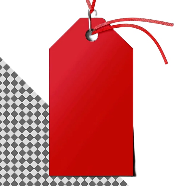 Bright Red Hang Tag Isolated on Transparent Background Perfect for Promotions Pricing