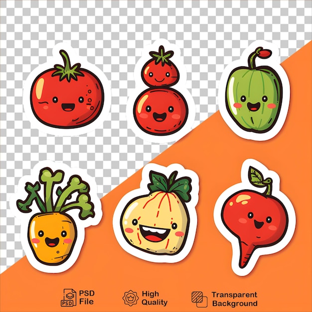 PSD bright and vibrant fruit and veggie stickers