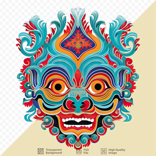 Bright and vibrant Thai Khon mask design