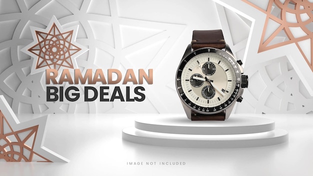 Bright White Gold Ramadan Sale Podium