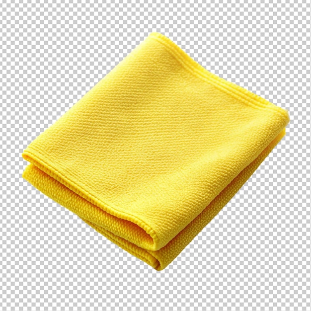 PSD bright yellow microfiber cleaning cloth neatly folk transparent background