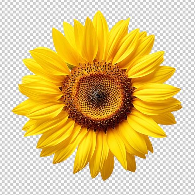 Bright yellow sunflower isolated on transparent background