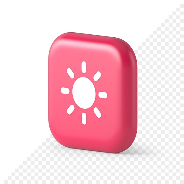 Brightness button sun light warm cold contrast digital interface 3d realistic isometric icon