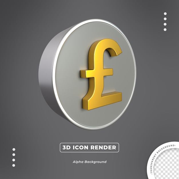 PSD british pound gold 3d currency isolated icon render  