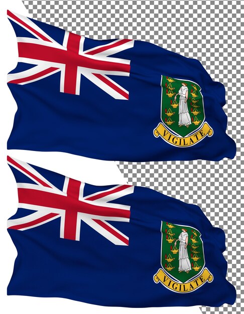 British Virgin Islands BVI flag wave isolated plain bump texture transparent background 3d render