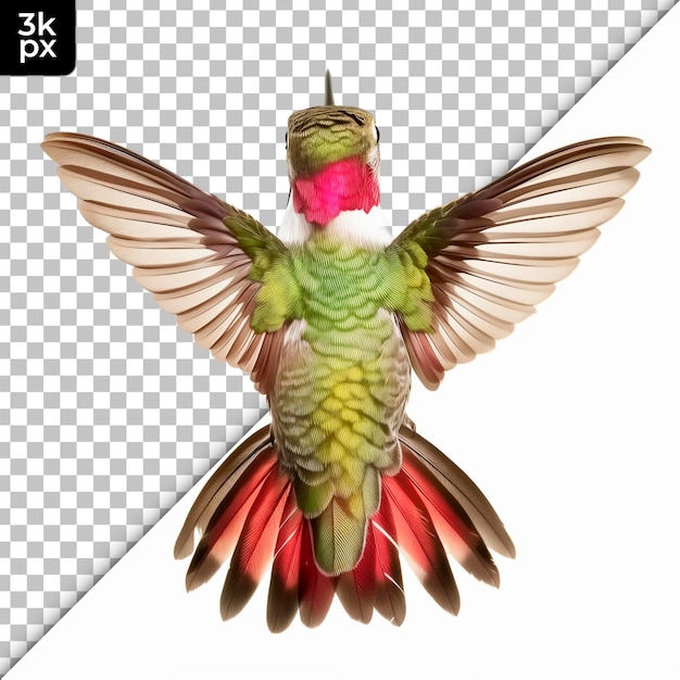 Broadtailed Hummingbird Isolated on Transparent Background