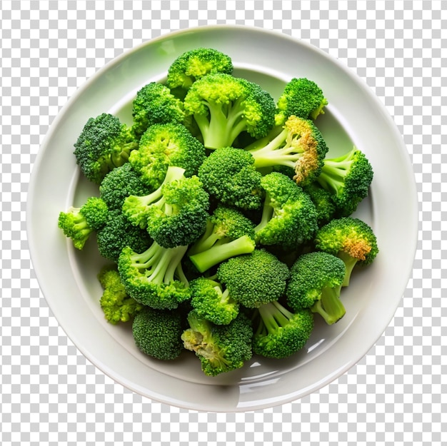 PSD broccoli steamed in white plate isolated on white background