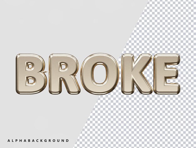 Broke text effect vector illustration transparent element