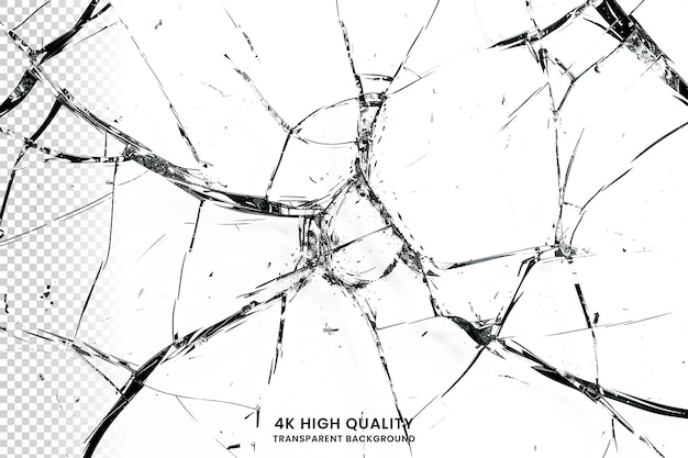 PSD broken glass cracked isolated on white background